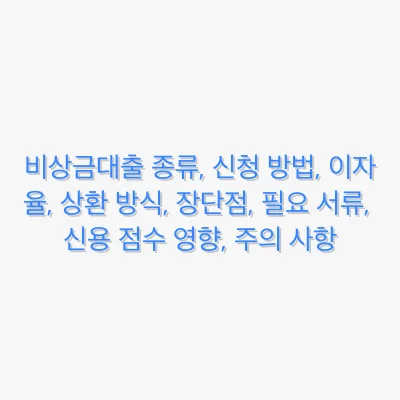 비상금대출 종류, 신청 방법, 이자율, 상환 방식, 장단점, 필요 서류, 신용 점수 영향, 주의 사항 관련 이미지