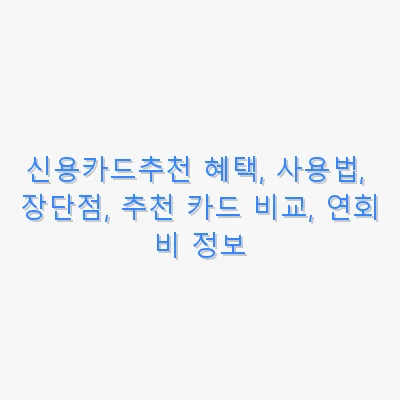 신용카드추천 혜택, 사용법, 장단점, 추천 카드 비교, 연회비 정보 관련 이미지