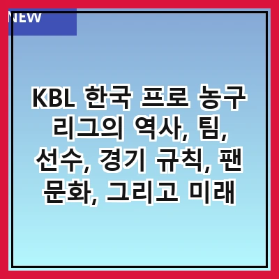 KBL 한국 프로 농구 리그의 역사, 팀, 선수, 경기 규칙, 팬 문화, 그리고 미래 전망