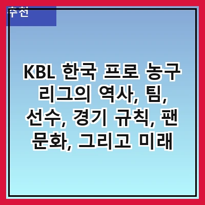 KBL 한국 프로 농구 리그의 역사, 팀, 선수, 경기 규칙, 팬 문화, 그리고 미래 전망