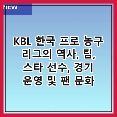 KBL 한국 프로 농구 리그의 역사, 팀, 스타 선수, 경기 운영 및 팬 문화