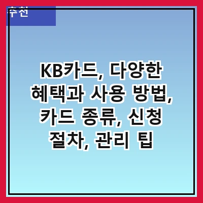 KB카드, 다양한 혜택과 사용 방법, 카드 종류, 신청 절차, 관리 팁