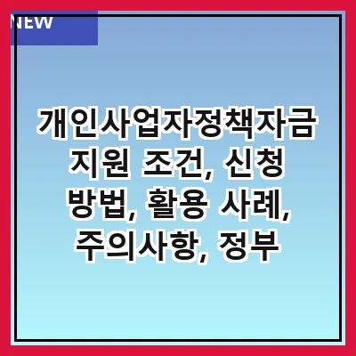 개인사업자정책자금 지원 조건, 신청 방법, 활용 사례, 주의사항, 정부 지원 프로그램