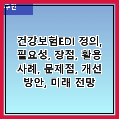 건강보험EDI 정의, 필요성, 장점, 활용 사례, 문제점, 개선 방안, 미래 전망