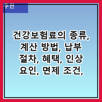 건강보험료의 종류, 계산 방법, 납부 절차, 혜택, 인상 요인, 면제 조건, 환급 절차, 관련 법규