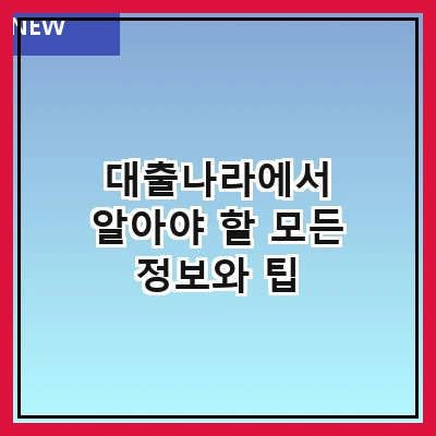 대출나라에서 알아야 할 모든 정보와 팁