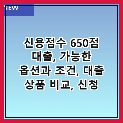 신용점수 650점 대출, 가능한 옵션과 조건, 대출 상품 비교, 신청 방법, 주의 사항, 자주 묻는 질문