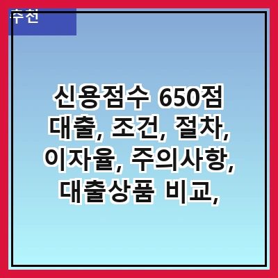 신용점수 650점 대출, 조건, 절차, 이자율, 주의사항, 대출상품 비교, 추천, FAQs