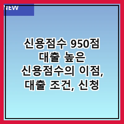 신용점수 950점 대출 높은 신용점수의 이점, 대출 조건, 신청 방법, 유의사항, 대출 상품 추천
