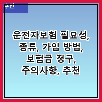운전자보험 필요성, 종류, 가입 방법, 보험금 청구, 주의사항, 추천 상품, 비교 분석, FAQ