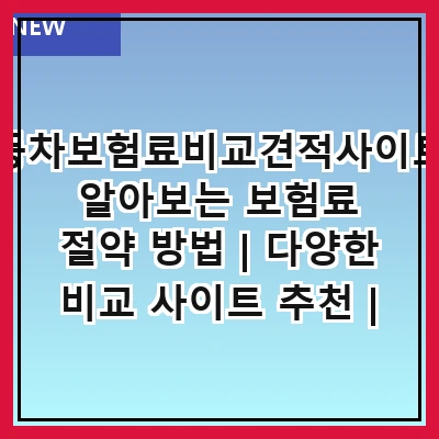 자동차보험료비교견적사이트로 알아보는 보험료 절약 방법 | 다양한 비교 사이트 추천 | 가입 시 유의사항