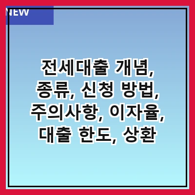 전세대출 개념, 종류, 신청 방법, 주의사항, 이자율, 대출 한도, 상환 방법, 자주 묻는 질문