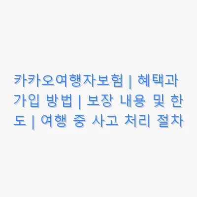 카카오여행자보험 | 혜택과 가입 방법 | 보장 내용 및 한도 | 여행 중 사고 처리 절차 관련 이미지