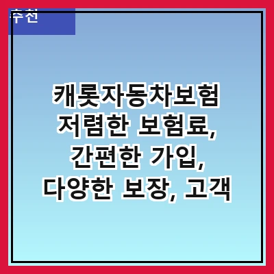 캐롯자동차보험 저렴한 보험료, 간편한 가입, 다양한 보장, 고객 만족도, 추천 상품