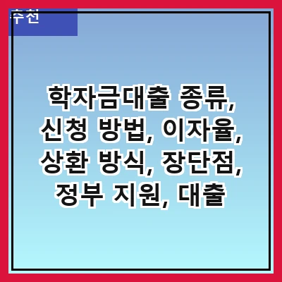 학자금대출 종류, 신청 방법, 이자율, 상환 방식, 장단점, 정부 지원, 대출 상환 계획, 유의사항